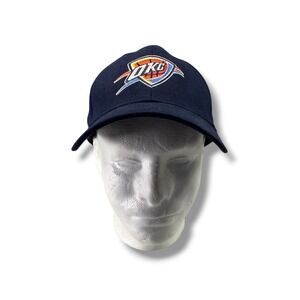 Adidas Oklahoma City Thunder NBA Hat Kids L/XL Navy Blue OKC Stretch Fit Cap